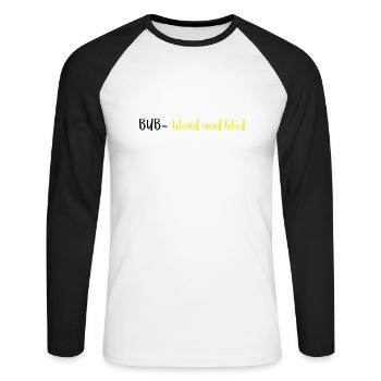 SVG Logo BUB - Unisex Baseballshirt langarm - Weiß/Schwarz - Vorne - Nik (191cm)