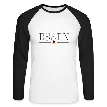 Essen, Allemagne T-Shirt Design de Style Élégance - T-shirt baseball manches longues Homme - blanc/noir - Devant - Nik (191cm)