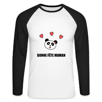 FÊTE DES MÈRES. BONNE FÊTE MAMAN. MAMAN - T-shirt baseball manches longues Homme - blanc/noir - Devant - Nik (191cm)