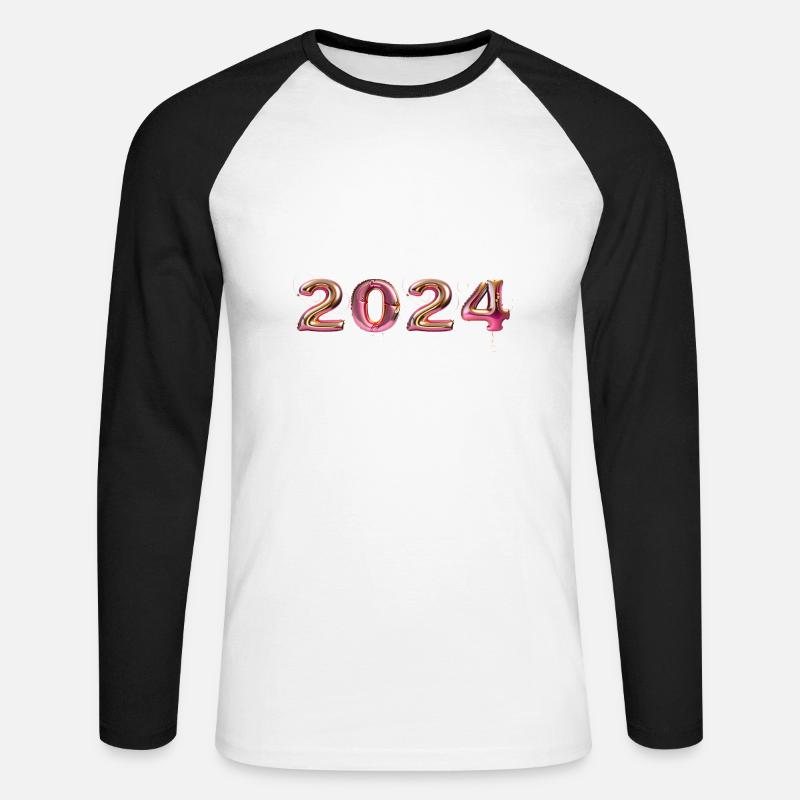 2024 Balloon - Unisex Baseballshirt langarm - Weiß/Schwarz