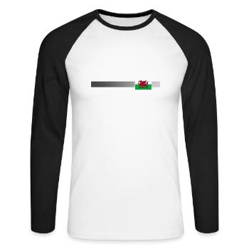 Bannière et drapeau du Pays de Galles - T-shirt baseball manches longues Homme - blanc/noir - Devant - Nik (191cm)