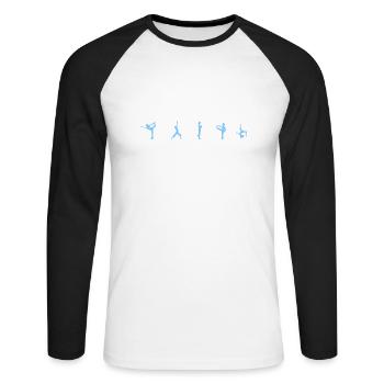 yoga siluetten yogi Sportdress Yogashirt - Unisex Baseballshirt langarm - Weiß/Schwarz - Vorne - Nik (191cm)