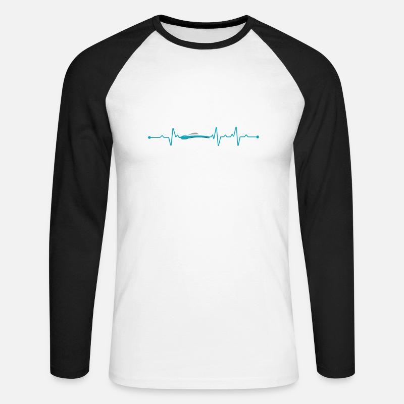 Bootfahren Herzschlag Boot - Unisex Baseballshirt langarm - Weiß/Schwarz