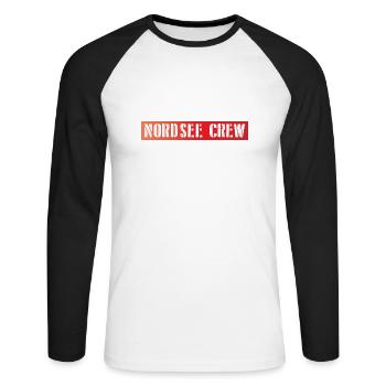 Équipage de la mer du Nord - T-shirt baseball manches longues Homme - blanc/noir - Devant - Nik (191cm)