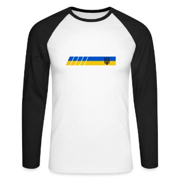 UKRAINE Sportive - T-shirt baseball manches longues Homme - blanc/noir - Devant - Nik (191cm)