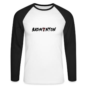 federball Badminton symbol - Unisex Baseballshirt langarm - Weiß/Schwarz - Vorne - Nik (191cm)