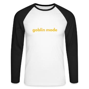 Goblin Mode - Unisex Long Sleeve Baseball T-Shirt - white/black - Front - Nik (191cm)