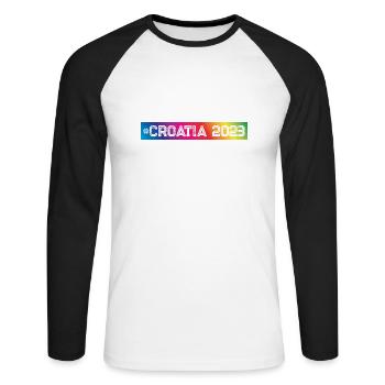 Croatia 2023 Colorful - Unisex Long Sleeve Baseball T-Shirt - white/black - Front - Nik (191cm)
