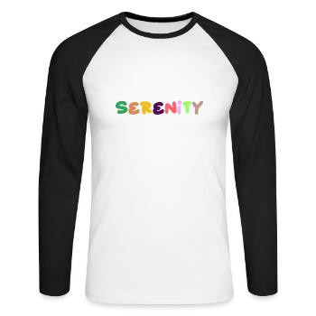 Sérénité, pensée positive - T-shirt baseball manches longues Homme - blanc/noir - Devant - Nik (191cm)