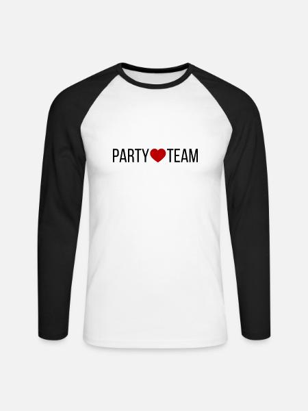 Party Team Herz - Unisex Baseballshirt langarm - Weiß/Schwarz