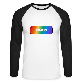 LGBT Paris France Gay Pride - Unisex Long Sleeve Baseball T-Shirt - white/black - Front - Nik (191cm)