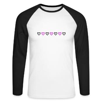Heart Line - Unisex Long Sleeve Baseball T-Shirt - white/black - Front - Nik (191cm)