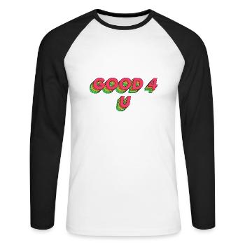 Bon 4 U - T-shirt baseball manches longues Homme - blanc/noir - Devant - Nik (191cm)