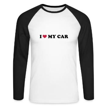 I Love My Car - Unisex Baseballshirt langarm - Weiß/Schwarz - Vorne - Nik (191cm)