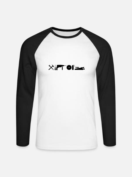 werkzeug_handwerker__f1 - Unisex Baseballshirt langarm - Weiß/Schwarz