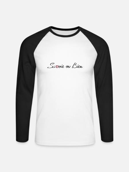 savoie ou bien - T-shirt baseball manches longues Homme - blanc/noir