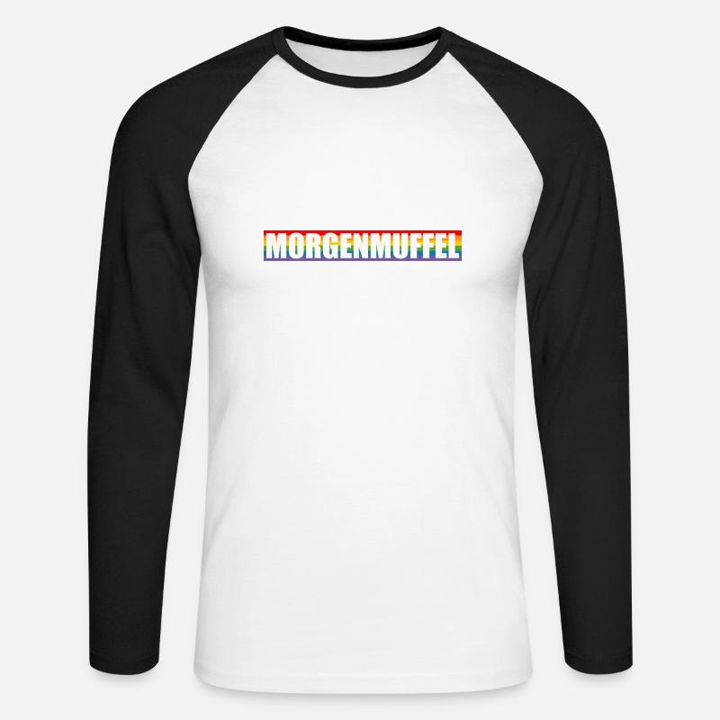 Morgenmuffel regenbogen Silhouette - Unisex Baseballshirt langarm - Weiß/Schwarz