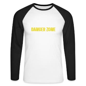 DANGER ZONE - Unisex Long Sleeve Baseball T-Shirt - white/black - Front - Nik (191cm)