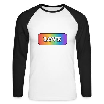 LIEBE Regenbogen LGBT Gay Pride - Unisex Baseballshirt langarm - Weiß/Schwarz - Vorne - Nik (191cm)