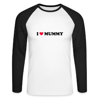 I Love Mummy - T-shirt baseball manches longues Homme - blanc/noir - Devant - Nik (191cm)
