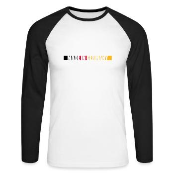 Made in Germany - Unisex Long Sleeve Baseball T-Shirt - white/black - Front - Nik (191cm)