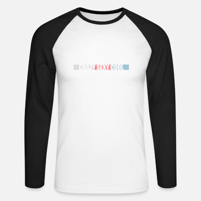 crazy sexy cool design - Unisex Long Sleeve Baseball T-Shirt - white/black