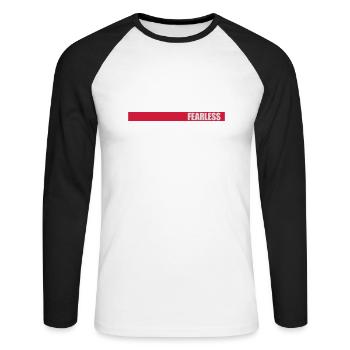 Conception de citation de texte intrépide - T-shirt baseball manches longues Homme - blanc/noir - Devant - Nik (191cm)