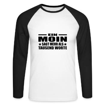 Moin - Unisex Baseballshirt langarm - Weiß/Schwarz - Vorne - Nik (191cm)