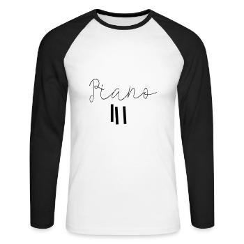 Klavier - Unisex Baseballshirt langarm - Weiß/Schwarz - Vorne - Nik (191cm)