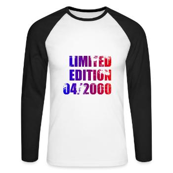 25e anniversaire Edition limitée 04/2000 - T-shirt baseball manches longues Homme - blanc/noir - Devant - Nik (191cm)
