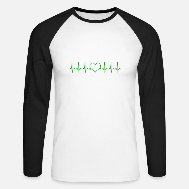 Elettrocardiogramma in amore - Maglia da baseball a manica lunga da uomo - bianco/nero