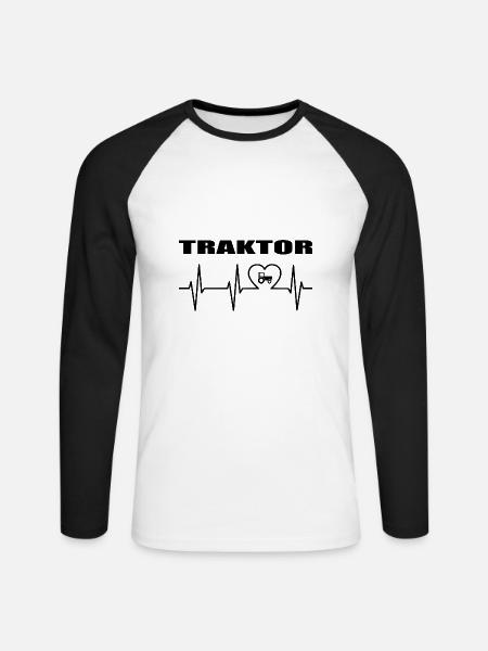Traktor - Unisex Baseballshirt langarm - Weiß/Schwarz