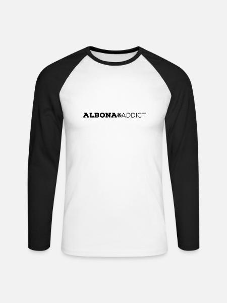 ALBONA Addict - Unisex Long Sleeve Baseball T-Shirt - white/black