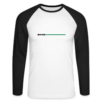 Lichtschwert - Unisex Baseballshirt langarm - Weiß/Schwarz - Vorne - Nik (191cm)