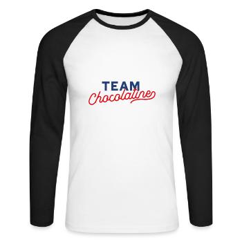 Team Chocolatine - Unisex Baseballshirt langarm - Weiß/Schwarz - Vorne - Nik (191cm)