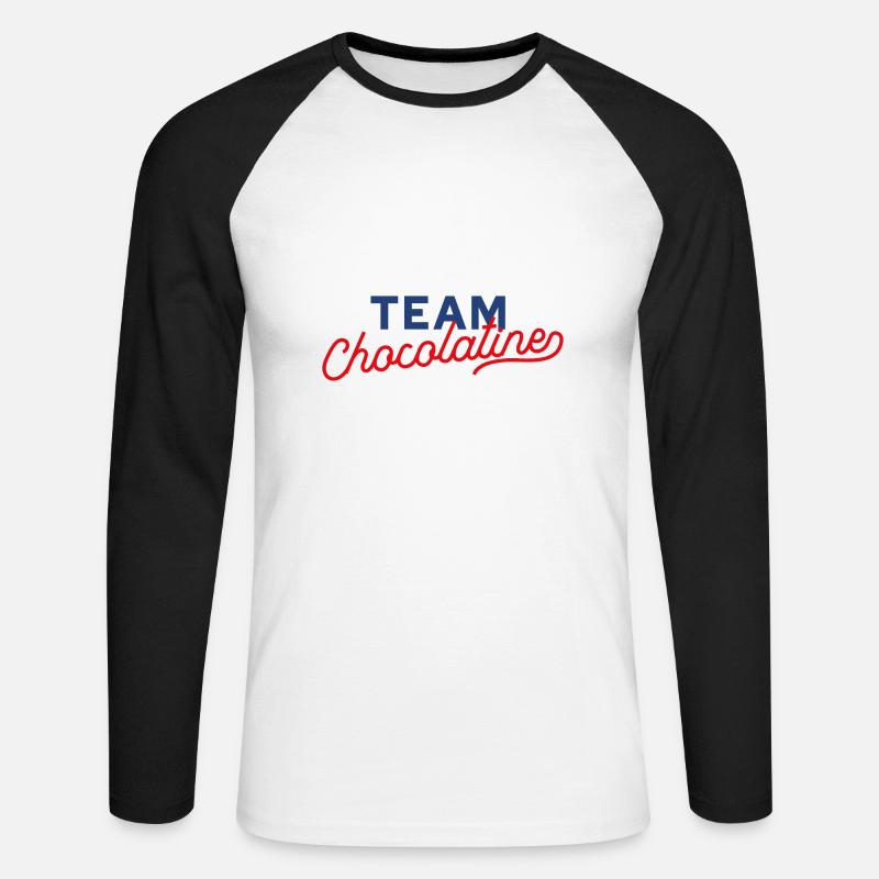 Team Chocolatine - Unisex Baseballshirt langarm - Weiß/Schwarz