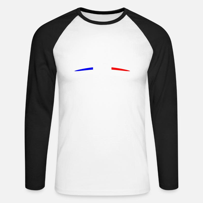Frankreich - Geschwungenes Design - Neu - Unisex Baseballshirt langarm - Weiß/Schwarz