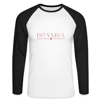 Ich liebe Istanbul - Unisex Baseballshirt langarm - Weiß/Schwarz - Vorne - Nik (191cm)