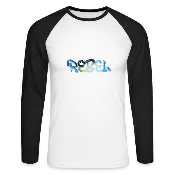 rebel,font,colorful,painting,graffiti - Unisex Long Sleeve Baseball T-Shirt - white/black - Front - Nik (191cm)