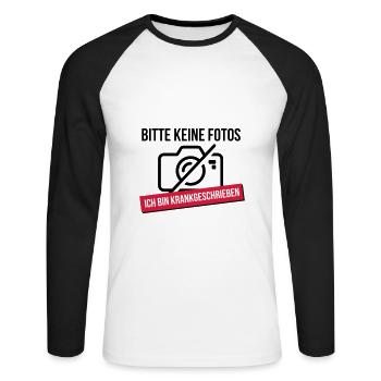 Please no photos - Unisex Long Sleeve Baseball T-Shirt - white/black - Front - Nik (191cm)