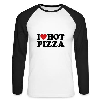 I Love Hot Pizza - Unisex Long Sleeve Baseball T-Shirt - white/black - Front - Nik (191cm)
