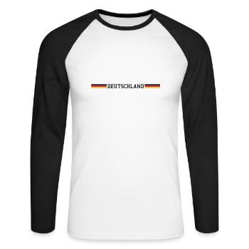 Football, Coupe du Monde 2014, en Allemagne - T-shirt baseball manches longues Homme - blanc/noir - Devant - Nik (191cm)