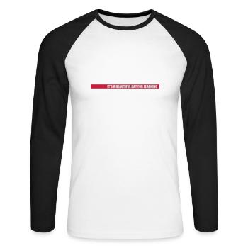 belle journée pour apprendre - T-shirt baseball manches longues Homme - blanc/noir - Devant - Nik (191cm)