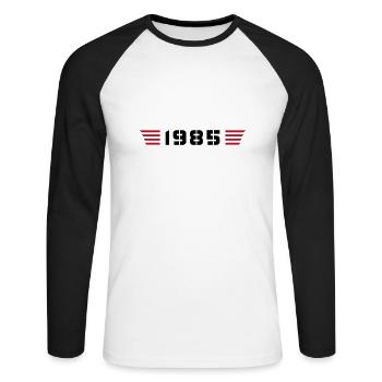 Année de naissance Anniversaire Né en 1985 - Fait en 1985 - T-shirt baseball manches longues Homme - blanc/noir - Devant - Nik (191cm)