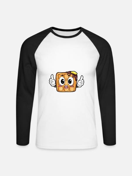 Waffel Essen Feinschmecker Geschenk - Unisex Baseballshirt langarm - Weiß/Schwarz