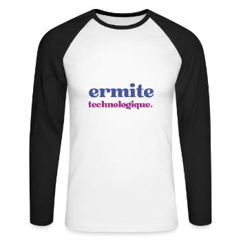 Statement Motiv für Geeks und Technologie Fans - Unisex Baseballshirt langarm - Weiß/Schwarz - Vorne - Nik (191cm)