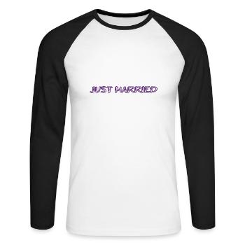 PAAR. ICH HABE GERADE GEHEIRATET. Junggesellinnenabschied. HEILIGER VALENTINSTAG. MARIES - Unisex Baseballshirt langarm - Weiß/Schwarz - Vorne - Nik (191cm)