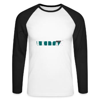 Akita Inu Design - Unisex Baseballshirt langarm - Weiß/Schwarz - Vorne - Nik (191cm)