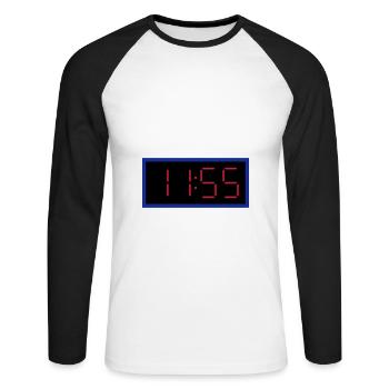 ★ couleurs de conception variables ★ horloge numérique 11:55 horloge - T-shirt baseball manches longues Homme - blanc/noir - Devant - Nik (191cm)