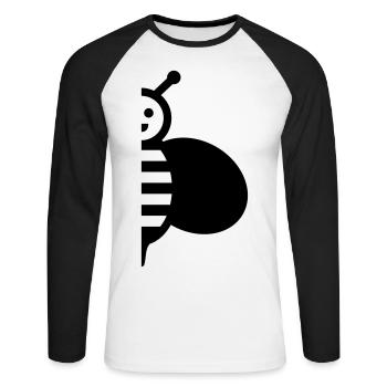 Moitié d’une abeille avec une aile - T-shirt baseball manches longues Homme - blanc/noir - Devant - Nik (191cm)